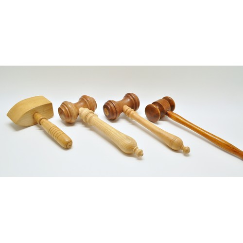 140 - Collection of wooden Gavels and blocks including English oak