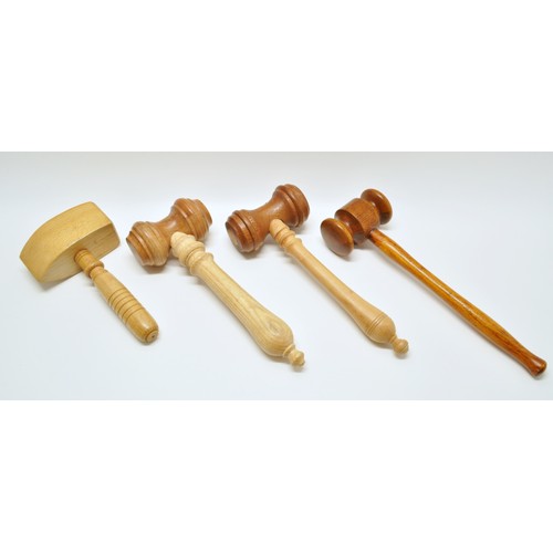 140 - Collection of wooden Gavels and blocks including English oak