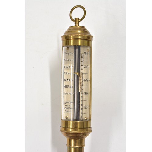 146 - Antique ship's stick barometer with gimble, signed R N Desterro Lisbon. Untested. Vendor informs tha... 