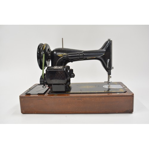 147 - Singer 99K table top sewing machine in case with accessories, motorised. (Cable missing, untested). ... 