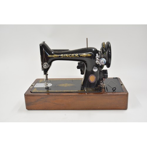 147 - Singer 99K table top sewing machine in case with accessories, motorised. (Cable missing, untested). ... 