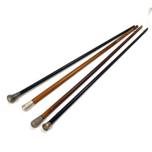 160 - x4 Vintage walking canes some with silver hallmarks