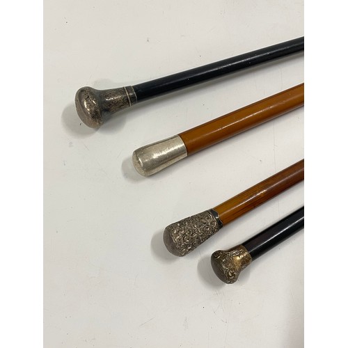 160 - x4 Vintage walking canes some with silver hallmarks