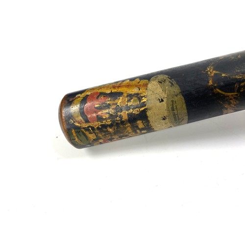 163 - Victorian police truncheon, hand painted with a crown etc. It has a ribbed handle with numbers 233 H... 