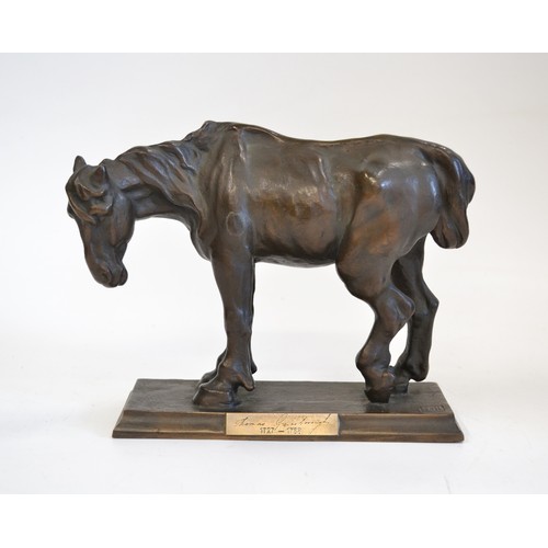 164 - A bronze resting cart horse on a marble after a model by Thomas Gainsborough, dated 1976 
No: 14/500... 