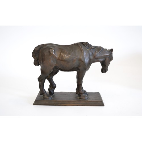 164 - A bronze resting cart horse on a marble after a model by Thomas Gainsborough, dated 1976 
No: 14/500... 