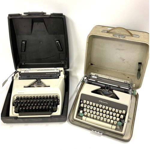 171 - x2 vintage typewriters  with cases, Adler and Olympia