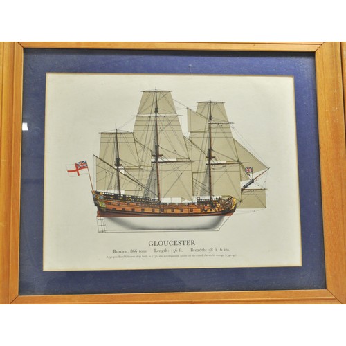 184 - x4 framed sailing vessels/clippers, including Cutty Sark, Sovereign of the Seas, Gloucester, HMS Vic... 