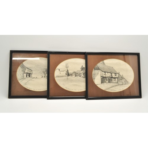 185 - A group of framed artworks, by W Barlett depicting local landmarks, places of interest in Essex,  x9... 