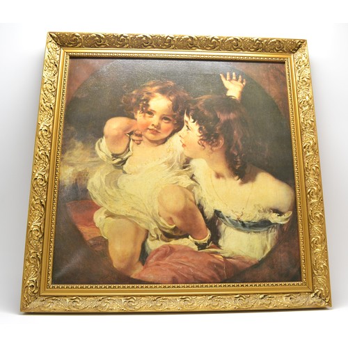 187 - Reproduction of Thomas Lawrence, 'The Calmady Children', measurements are approx 23 cms tall x 59 cm... 