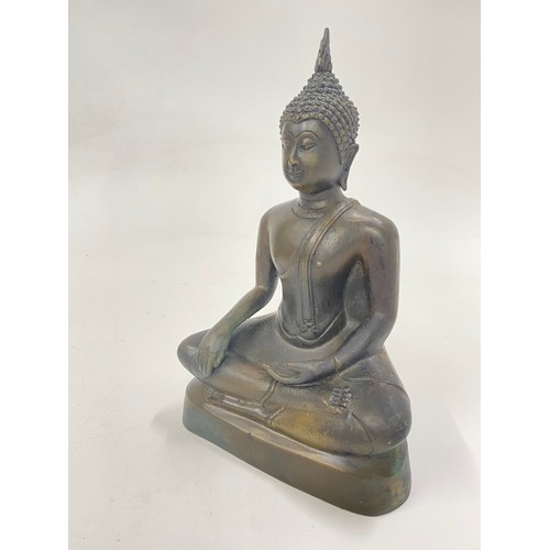 204 - Bronzed Thai seated Buddha 
H approx 26cm