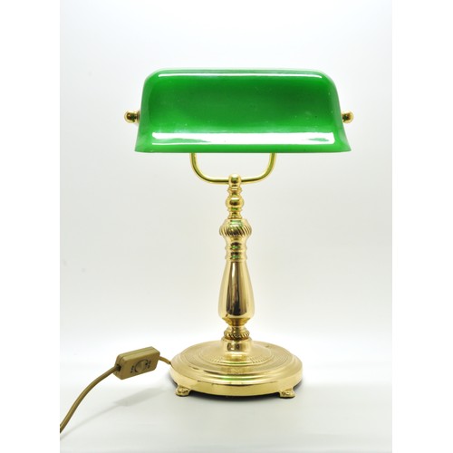 214 - Vintage Bankers Lamp with green glass shade approx. height 40cms