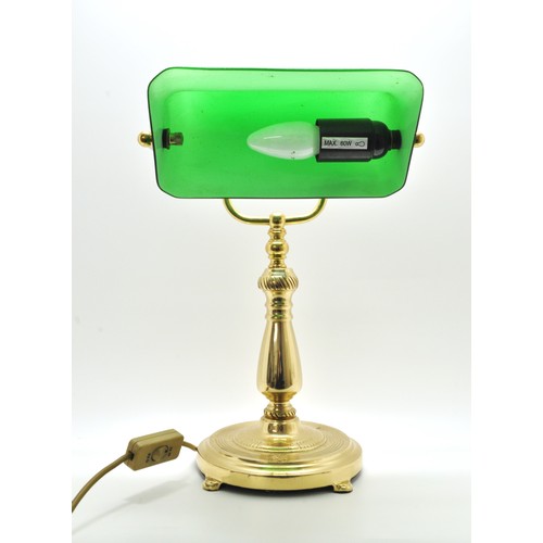 214 - Vintage Bankers Lamp with green glass shade approx. height 40cms