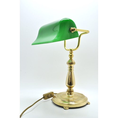 214 - Vintage Bankers Lamp with green glass shade approx. height 40cms