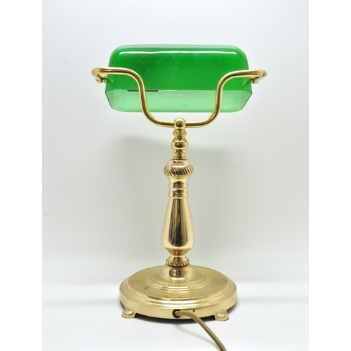 214 - Vintage Bankers Lamp with green glass shade approx. height 40cms