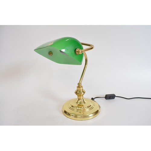 217 - Retro Bankers Lamp, green glass, approx height 32 cms