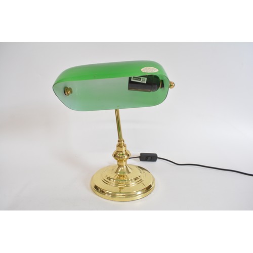 217 - Retro Bankers Lamp, green glass, approx height 32 cms