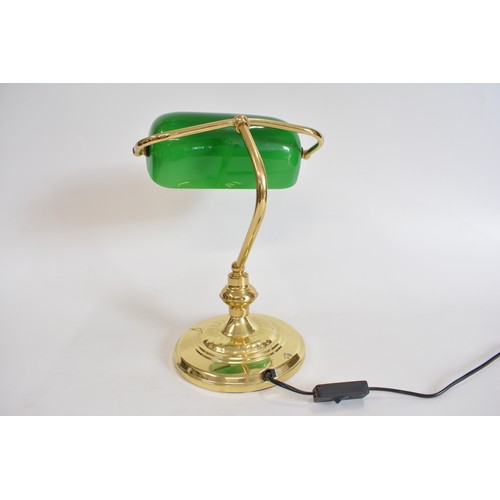 217 - Retro Bankers Lamp, green glass, approx height 32 cms