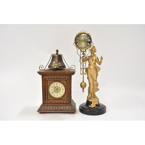 222 - Junghans alarm clock c.1910, together with President clock. AF.