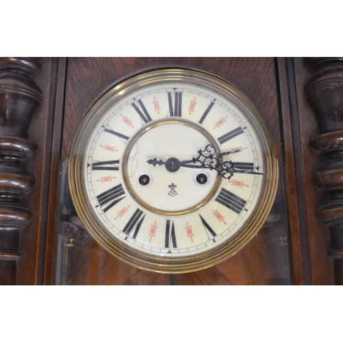 224 - Vienna 8 day Wall Clock in mahogany case,  Maker Gustav Becker/Tribers Blackforest, Germany circa 18... 