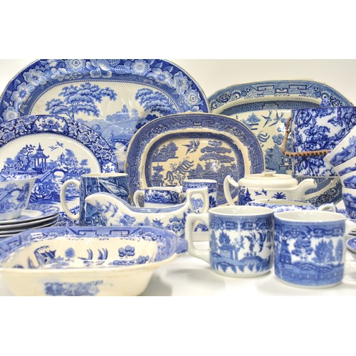 230 - A large quantity of assorted blue and white China, including Old Willow pattern, Swinnertons Ltd Old... 