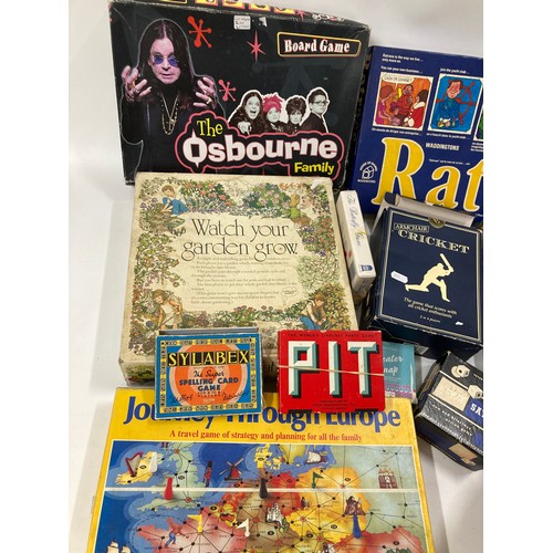 240 - A collection of vintage family games including Conquer Everest, Armchair Cricket, The Osbourne Famil... 