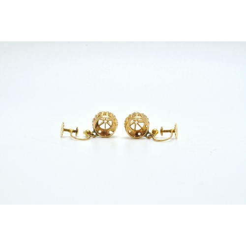 89 - Pair of screw back earrings stamped 9ct, AF.