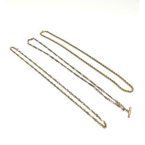 87 - X3 9ct yellow gold necklaces of various lengths and design, stamped 375, gross combined weight 11.6g... 