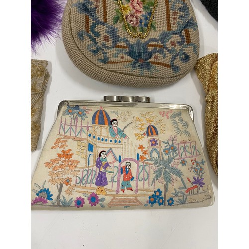 178 - Collector's group of antique and vintage ladies bags to include beaded, crochet and reptilian.