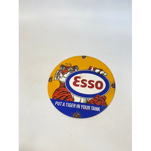 249 - Enamel circular sign ' Esso - Put a Tiger in Your Tank '