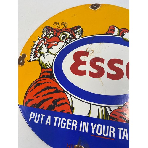 249 - Enamel circular sign ' Esso - Put a Tiger in Your Tank '