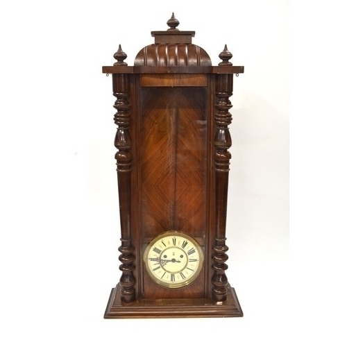 224 - Vienna 8 day Wall Clock in mahogany case,  Maker Gustav Becker/Tribers Blackforest, Germany circa 18... 