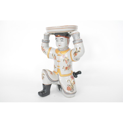 10 - Quirky Oriental ceramic dumb waiter/stand, height approx 32 cms