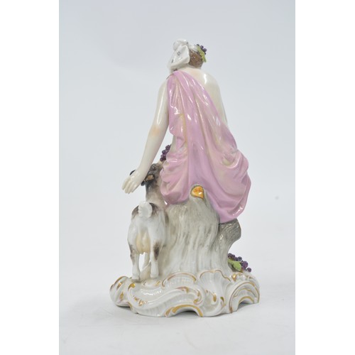 11 - Antique  sculptural Porcelain figure of maenad with goat,  blue incised mark R to base