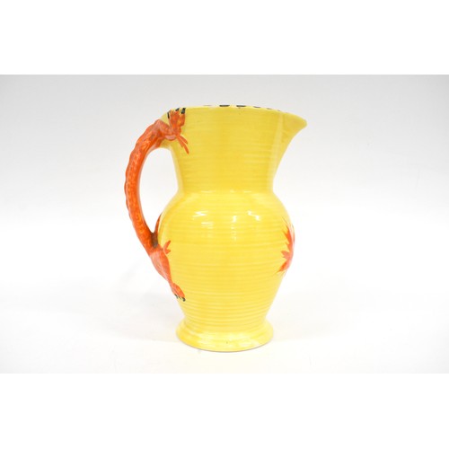 15 - Art Deco Burleigh ware jug with red dragon handle, factory mark to the base and numbered 4895, appro... 