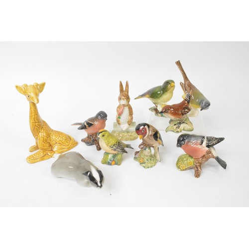 33 - Beswick birds x 6, Beswick Beatrix Potter 'fierce bad rabbit', Goebel yellow wagtail, sylvac giraffe... 