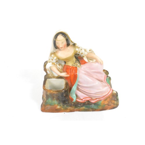 17 - Antique porcelain figure of a seated girl with an ink pot and pen holder