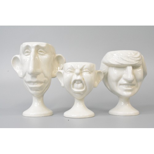 34 - Spitting Image style ceramic egg cups - King Charles, Diana and  Prince William, L&F 1982 to base