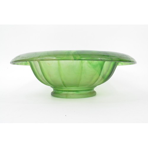 40 - Large green swirl glass bowl, approx 36cm diameter