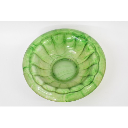 40 - Large green swirl glass bowl, approx 36cm diameter