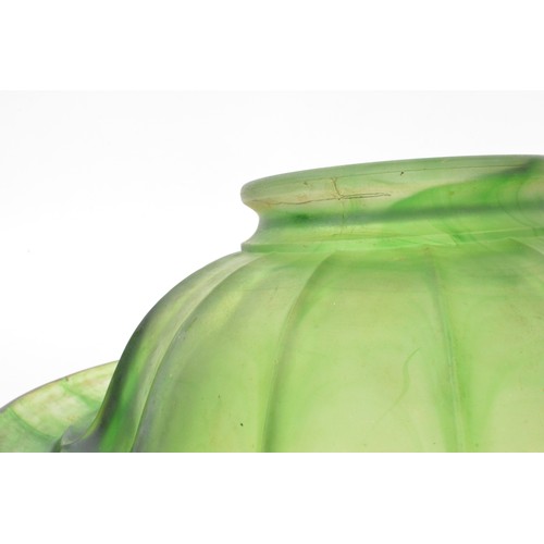 40 - Large green swirl glass bowl, approx 36cm diameter