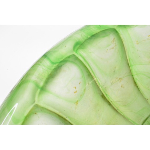 40 - Large green swirl glass bowl, approx 36cm diameter