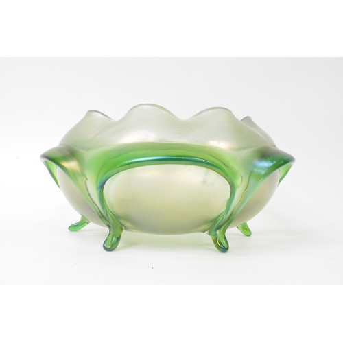 42 - Loetz green iridescent glass bowl, approx 25 cms diameter x 13 cms tall