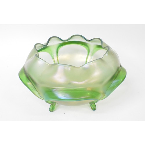 42 - Loetz green iridescent glass bowl, approx 25 cms diameter x 13 cms tall