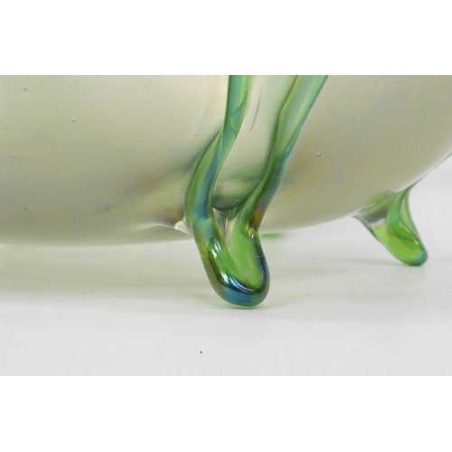 42 - Loetz green iridescent glass bowl, approx 25 cms diameter x 13 cms tall