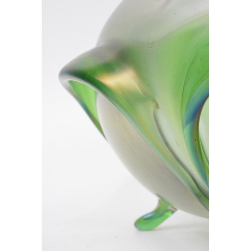 42 - Loetz green iridescent glass bowl, approx 25 cms diameter x 13 cms tall