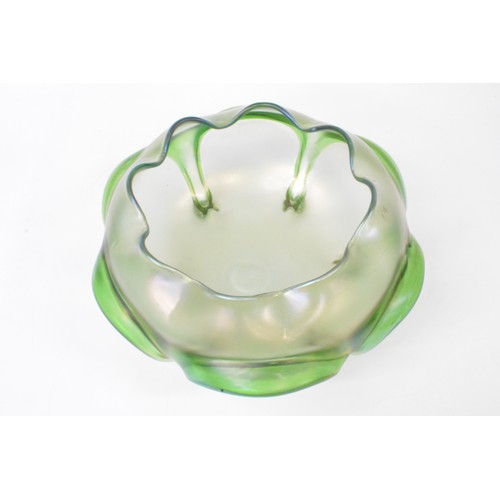 42 - Loetz green iridescent glass bowl, approx 25 cms diameter x 13 cms tall