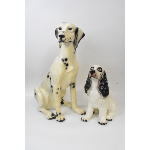 52 - Large figure of a Dalmation dog, size approx. 68 cms tall  a/f together with a spaniel height approx... 