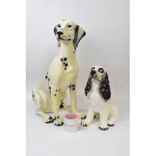 52 - Large figure of a Dalmation dog, size approx. 68 cms tall  a/f together with a spaniel height approx... 