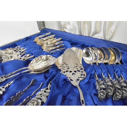 69 - Vintage German silver plate cutlery items with rose design to finials